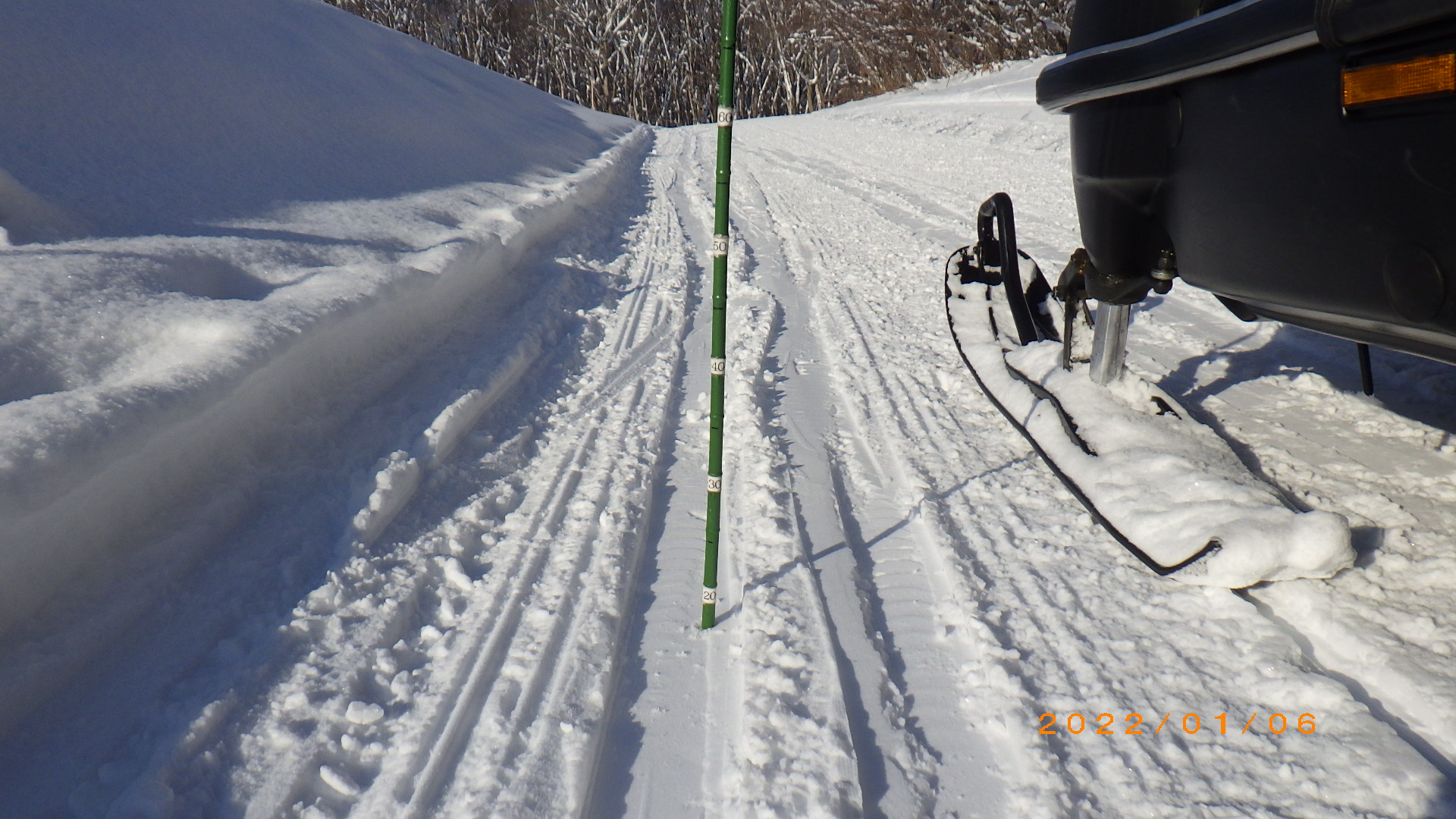 ７．５ｋｍ　１ｋｍ地点　積雪約２０ｃｍ（圧雪）